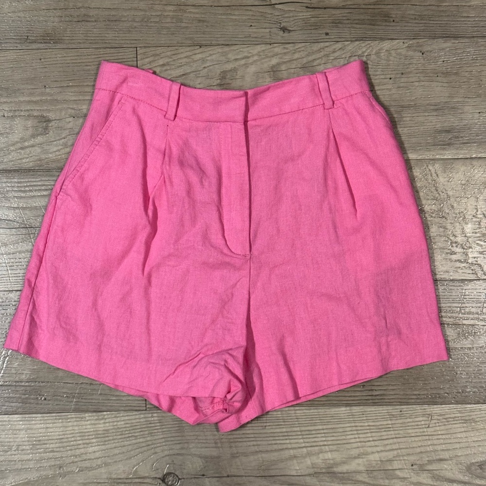 Zara Bright Pink High-Rise Tailored Shorts